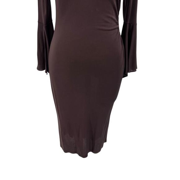 Diane von Furstenberg Vintage Brown Bell Sleeve Sheath Dress Y2K Size 12 - Picture 4 of 14
